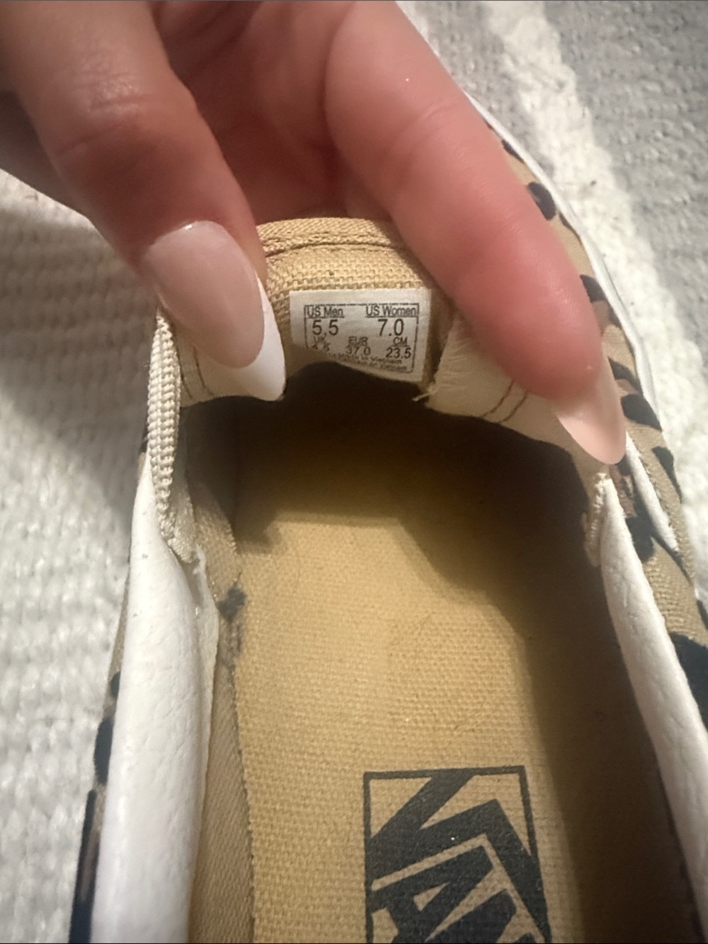 Vans Leopard Print Slip-On Sneakers in Tan and Black - Picture 2 of 3